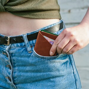 Cartera de bolsillo frontal, portatarjetas de cuero, hombres de billetera minimalista, funda de tarjeta de cuero, billetera de cuero minimalista, billetera de tarjeta sSim imagen 3