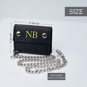 Cartera personalizada con cadena, Cartera de cadena hecha a mano, Cartera de cuero con cadena para hombre, Cartera de cadena de motocicleta, Cartera de monograma para hombre imagen 5