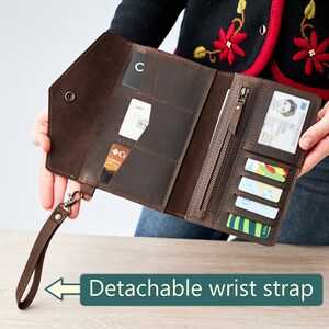 Cartera de viaje de cuero personalizada, organizador de cartera de viaje, cartera de viaje familiar, cartera de viaje con monograma, cartera de viaje de pasaporte imagen 4
