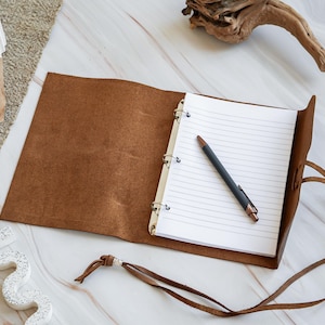 Capa de fichário de couro personalizada, capa de fichário A5 com 6 argolas, caderno de fichário de couro, fichário de diário A5, diário de couro personalizado