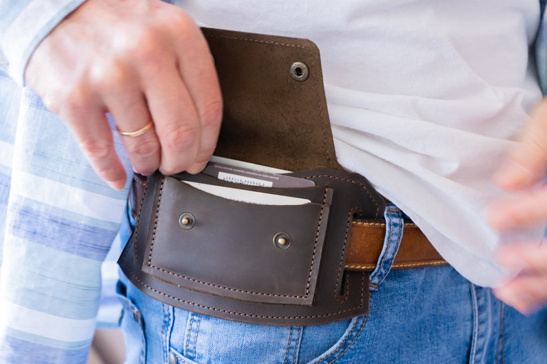Cartera de cinturón de cuero, bolsa de cinturón de cuero, cinturón de billetera de viaje, monedero de cinturón de cuero, billetera de cintura para hombres, billetera de cuero pequeña imagen 2
