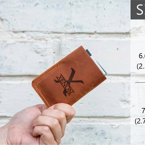Cartera de bolsillo frontal, portatarjetas de cuero, hombres de billetera minimalista, funda de tarjeta de cuero, billetera de cuero minimalista, billetera de tarjeta sSim imagen 2