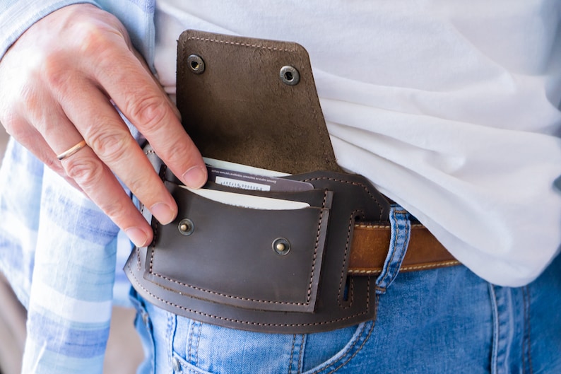 Cartera de cinturón de cuero, bolsa de cinturón de cuero, cinturón de billetera de viaje, monedero de cinturón de cuero, billetera de cintura para hombres, billetera de cuero pequeña imagen 8