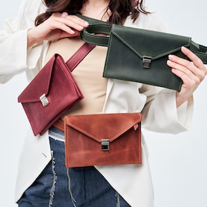 Personalized belt clutch bag,Handbag clutch,Leather belt purse,Leather envelope bag,Waist bag for women,Custom belt bag,Convertible clutch