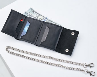 Personalized chain wallet for men,Leather chain wallet for men,Handmade chain wallet,Biker chain wallet,Monogrammed chain wallet