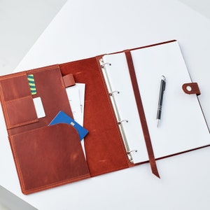 Diário de couro recarregável, capa de fichário de couro, fichário de couro a4, fichário de caderno a5, fichário de planejador a5, fichário de couro recarregável