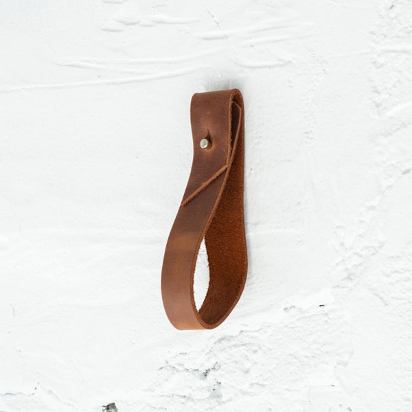 Leather wall hanging strap, Curtain rod bracket, Curtain rod holder, Leather strap hanger, Leather wall holder, Leather wall hook