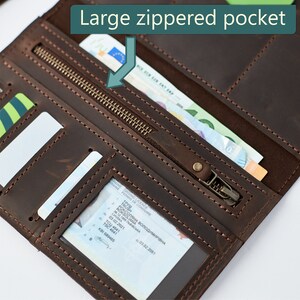 Cartera de viaje de cuero personalizada, organizador de cartera de viaje, cartera de viaje familiar, cartera de viaje con monograma, cartera de viaje de pasaporte imagen 10