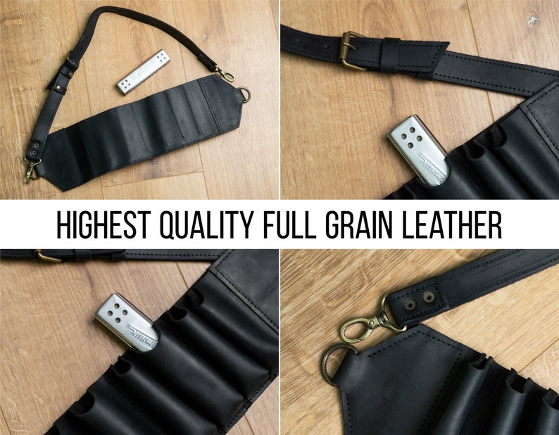 Leather harmonica bandolier,Harmonica shoulder belt,Blues harp holder,Leather harmonica holder,Leather harmonica case image 10
