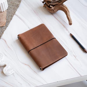 Leather journal for men, Refillable notebook cover, Travel notebook a5, Leather notebook cover, A5 leather planner, Handmade journal cover