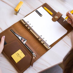 Pasta de couro feita à mão, capa de pasta de couro A5, caderno de argolas, pasta de couro A6, pasta de couro personalizada