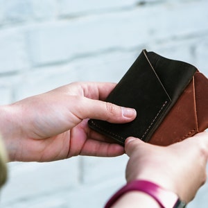 Cartera de bolsillo frontal, portatarjetas de cuero, hombres de billetera minimalista, funda de tarjeta de cuero, billetera de cuero minimalista, billetera de tarjeta sSim imagen 7