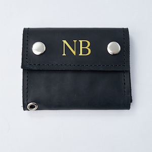 Cartera personalizada con cadena, Cartera de cadena hecha a mano, Cartera de cuero con cadena para hombre, Cartera de cadena de motocicleta, Cartera de monograma para hombre imagen 8