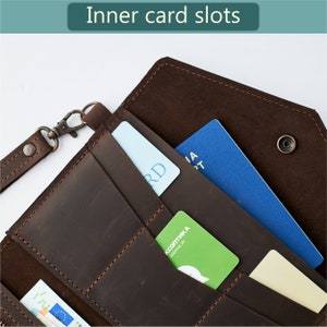 Cartera de viaje de cuero, Cartera de viaje personalizada, Organizador de cartera de viaje, Idea de regalo de viajero, Cartera de documentos de viaje, Organizador de viaje de cuero imagen 4
