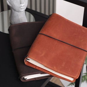 Couverture de cahier A5, Couverture de cahier personnalisée, Journal personnalisé rechargeable, Journal a5 rechargeable, Carnet de voyage en cuir image 9