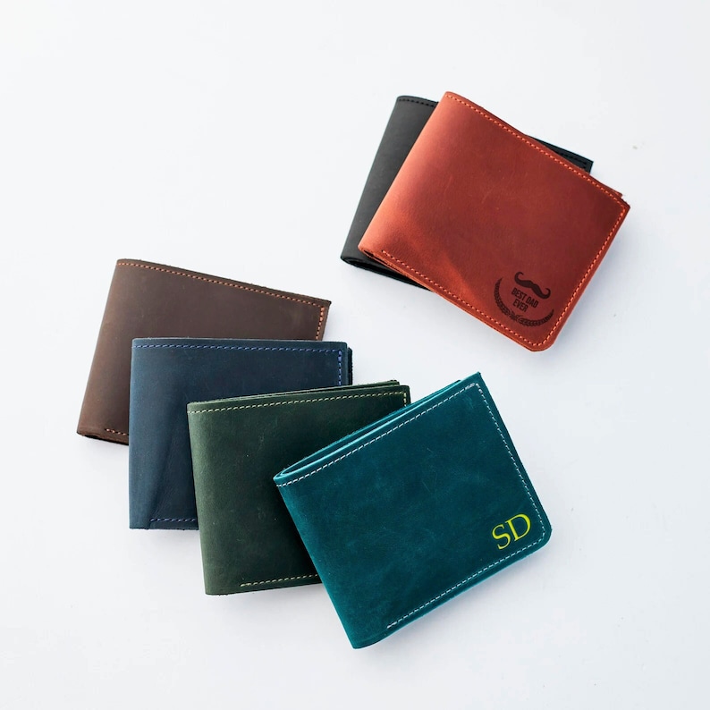 Cartera rfid de cuero personalizada, Cartera personalizada de cuero, Regalo de aniversario para él cartera, Cartera personalizada para hombres, Cartera grabada para hombres imagen 1