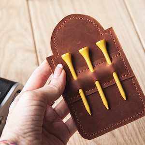 Golf tee holder, Golf bag tag personalized, Groomsmen golf gifts, Custom golf gift men, Custom golf accessories, Leather golf bag tag