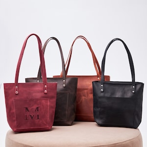 Personalized leather tote bag, Large leather tote bag, Work bags for women, Leather tote bag for women, Leather tote bag with zipper