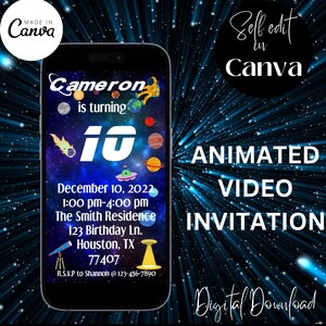 Editable Animated Digital Download Birthday Party Invitation
