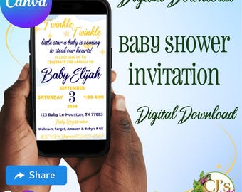 Digital Download Twinkle Twinkle Little Star Baby Shower Invitation Template Pack