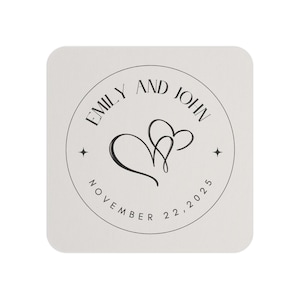 Personalized Wedding Coasters Set: Custom Hardboard Drink Coasters