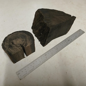 2 Pieces of Irish Bog Oak wood - Possible Clock Blanks  2&#39;&#39; x 4&#39;&#39;  x 1 1/2&#39;&#39; - 50mm x 100mm x 35mm