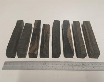 8 Irish Bog Oak Wood Blanks: Black Sculpture Material (3/4'' x 3/4'' x 5-6'')