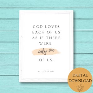 Saint Augustine quote poster, Saint Quotes Printable Wall Art, Catholic Printable decoration, Christian wall decor, God loves us quote