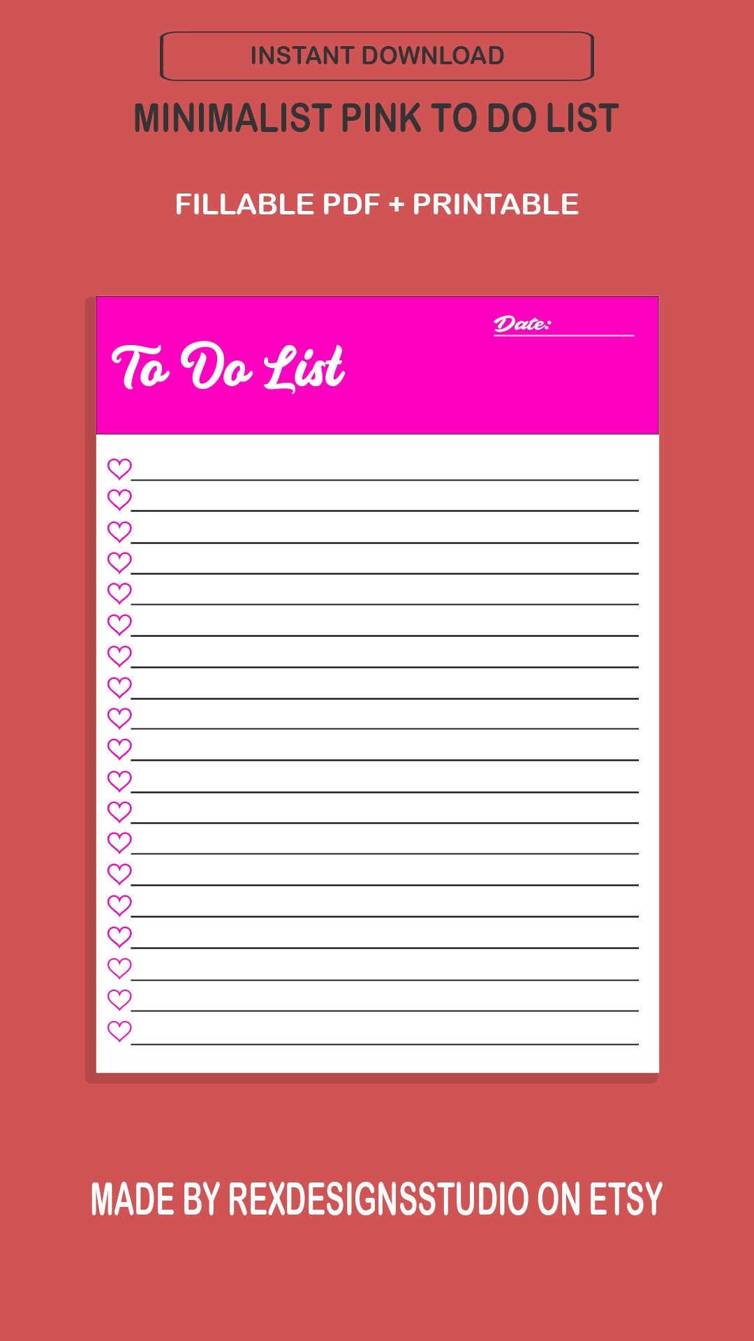 Minimal Pink to Do List Printable Simple Tasks List Template - Etsy