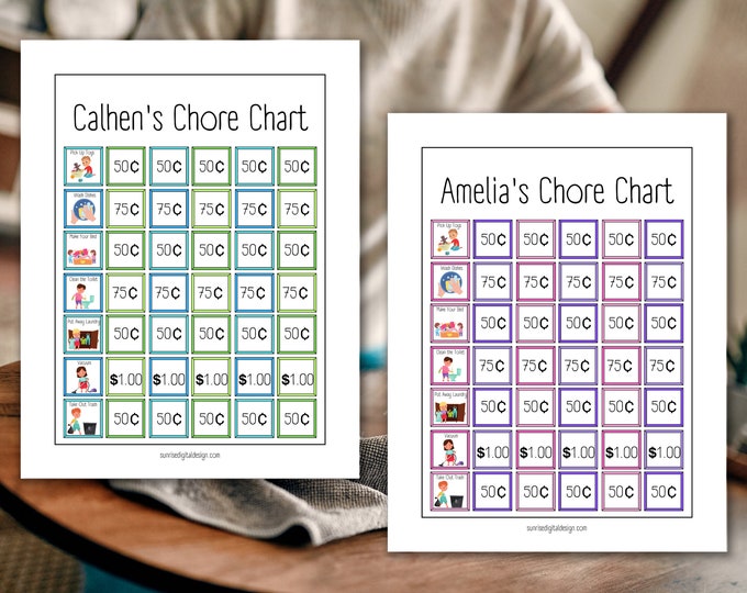 Featured listing image: Kids Chore Chart Customized Digital Download
