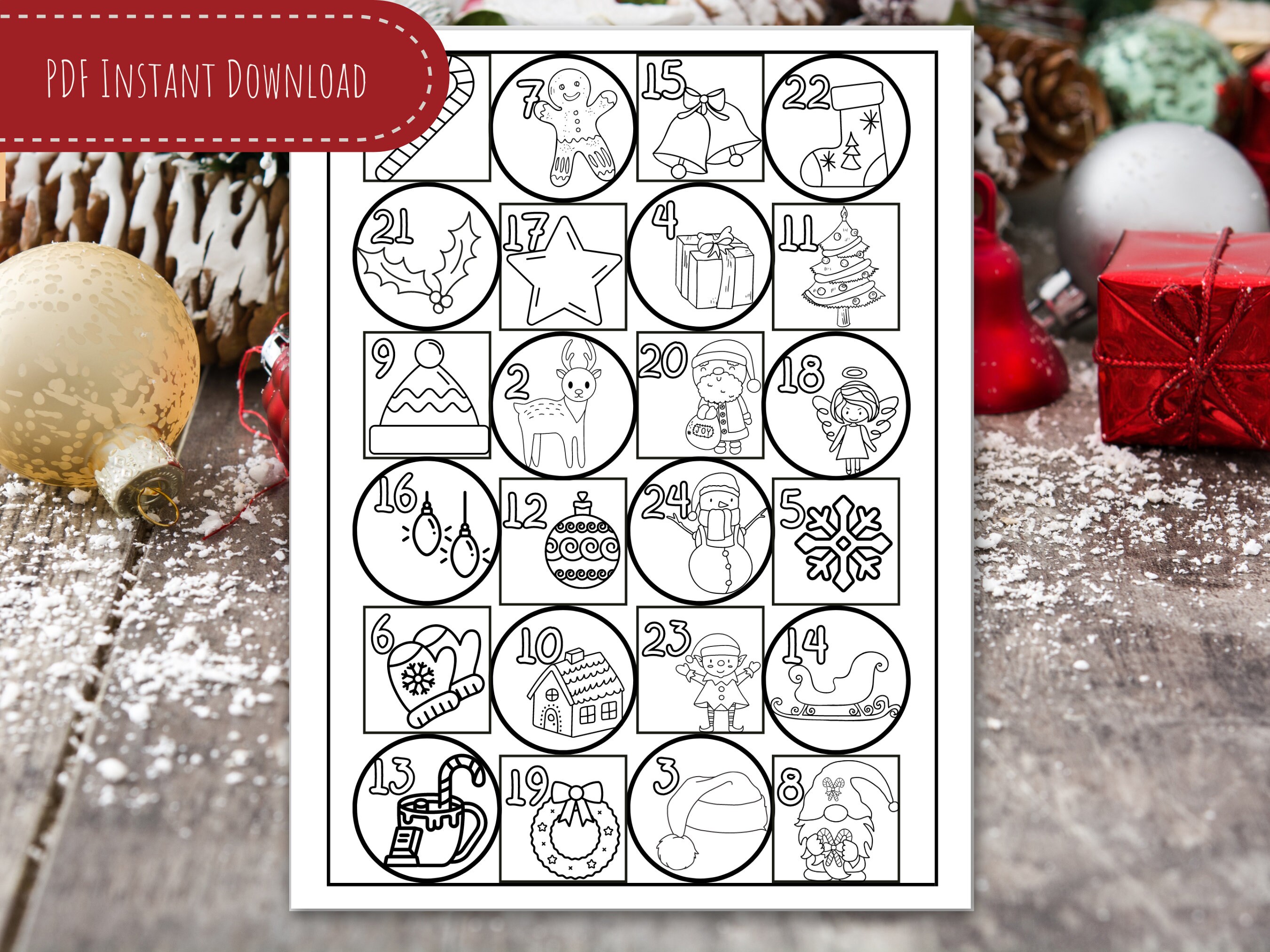 Advent Calendar Coloring Page