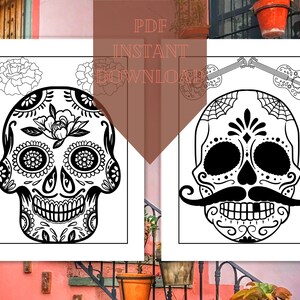 Day of the Dead Coloring Pages Instant Download Printable - Etsy