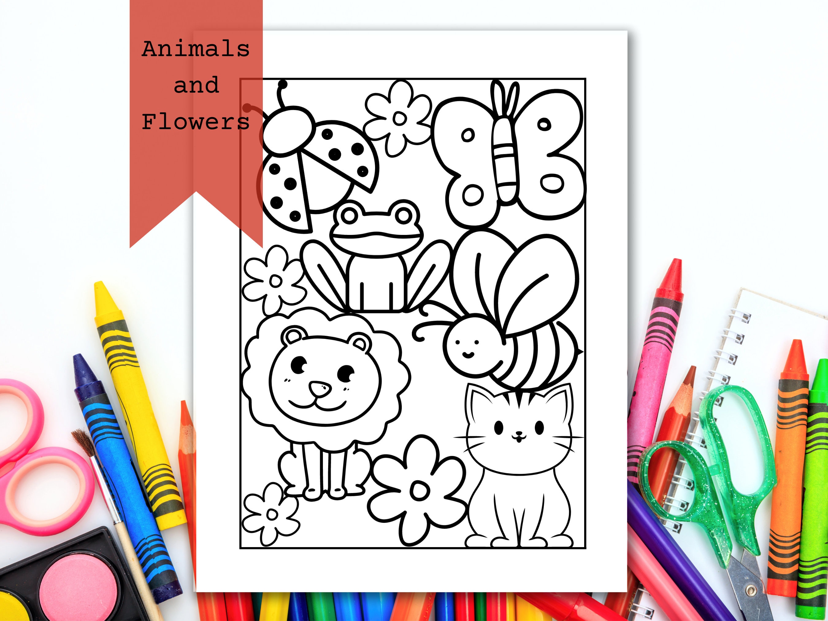 Animal Coloring Page Variety Pack Bundle Instant Download Etsy