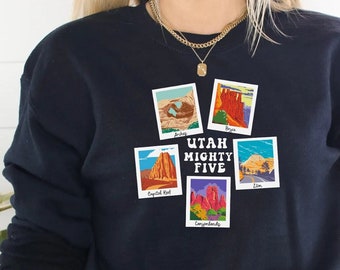 Utah Mighty Five, National Parks Sweatshirt, Arches National Park, Bryce Canyon, Zion National Park, Canyonlands, Capitol Reef, Utah Shirt