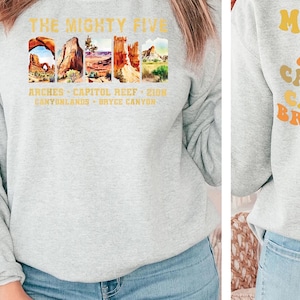 Utah Mighty Five Shirt, National Parks Sweatshirt, Arches Shirt, Bryce Canyon Shirt, Zion Shirt, Utah Sweatshirt, Canyonlands, Capitol Reef