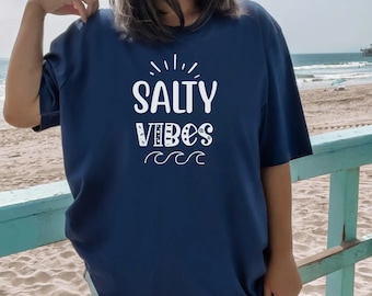 Salty Vibes Shirt, Summer Vibes Shirt, Retro Beach T Shirt, Ocean Shirt, Beach Vacation Shirt, Salty Beach, Stay Salty Shirt