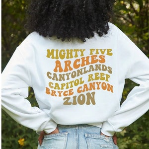 Utah Mighty Five Shirt, National Parks Sweatshirt, Arches Shirt, Bryce Canyon Shirt, Zion Shirt, Utah Sweatshirt, Canyonlands, Capitol Reef