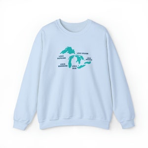 Always Fresh Sometimes Frozen, Great Lakes Crewneck, Lake Michigan Sweatshirt, Lake Life Sweater, The Great Lakes, Unsalted Shark Free image 6
