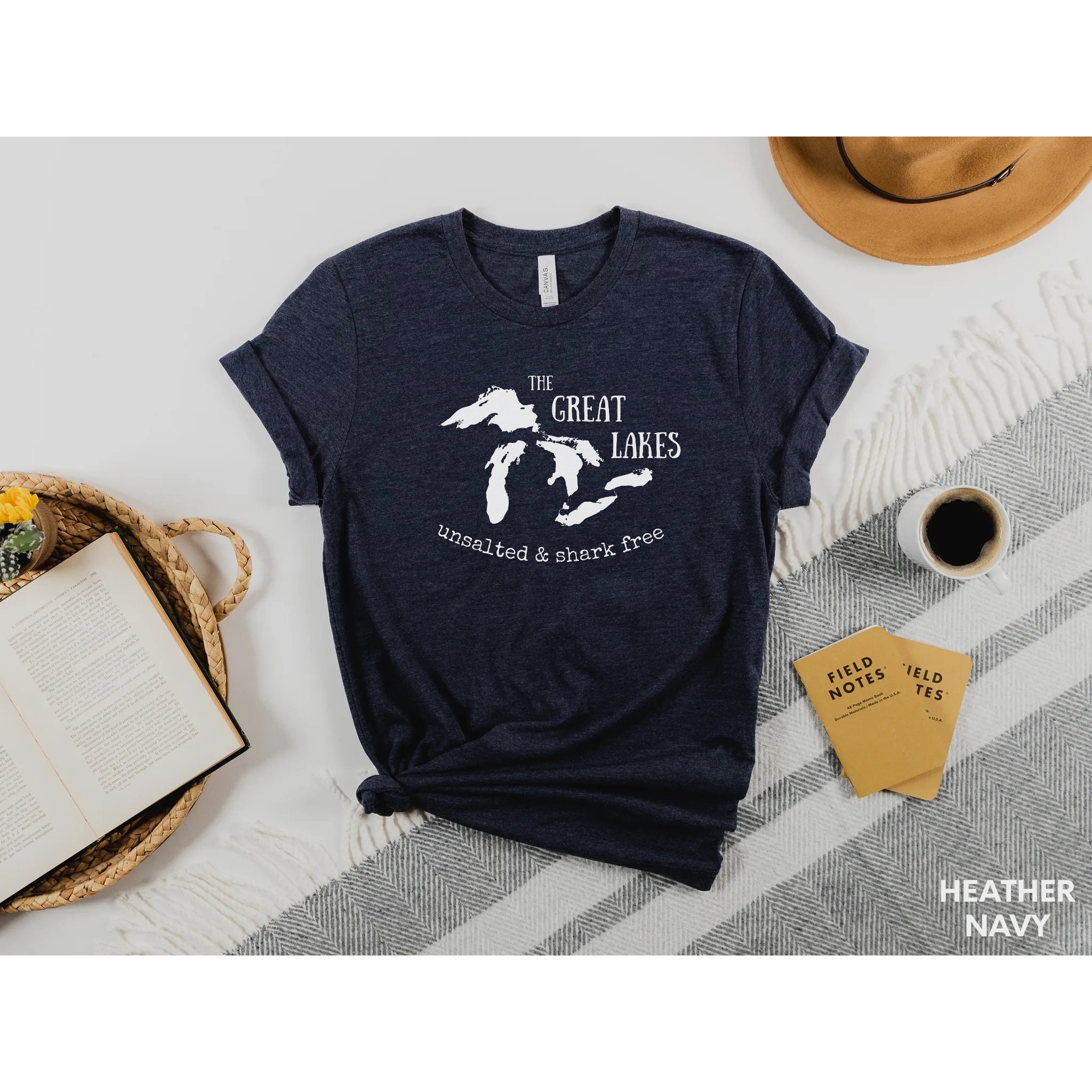 T-shirt Humour "Great Lakes Shark Free" - Vintage, Sans Sel, 100% Coton, Personnalisable (toutes Tailles)