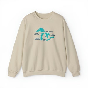 Always Fresh Sometimes Frozen, Great Lakes Crewneck, Lake Michigan Sweatshirt, Lake Life Sweater, The Great Lakes, Unsalted Shark Free image 5