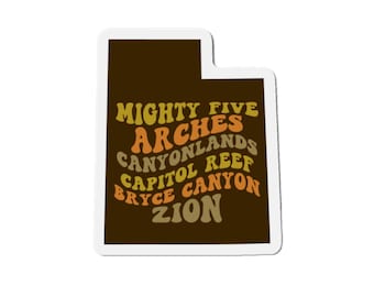 Utah Mighty Five Magnet, Arches National Park, Zion National Park, Bryce Canyon, Utah Magnet, Canyonlands, Capitol Reef