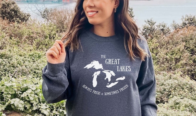 Always Fresh Sometimes Frozen Sweatshirt, Great Lakes Crewneck, Lake Michigan Sweatshirt, Lake Life Sweater, Great Lakes Shirt image 1