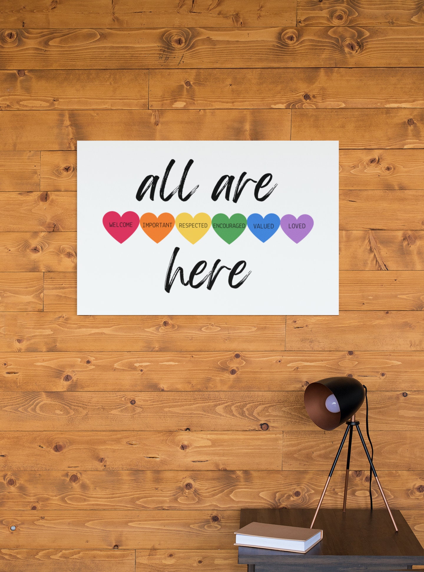 All Are Welcome Here Digital Art Print | Inclusive Sign | Rainbow ...