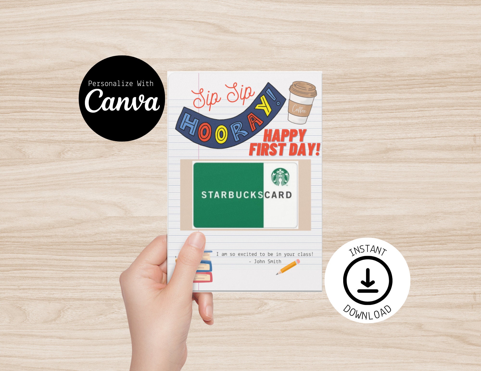 First Day of School Gift Card Holder | Editable Happy Teacher ...