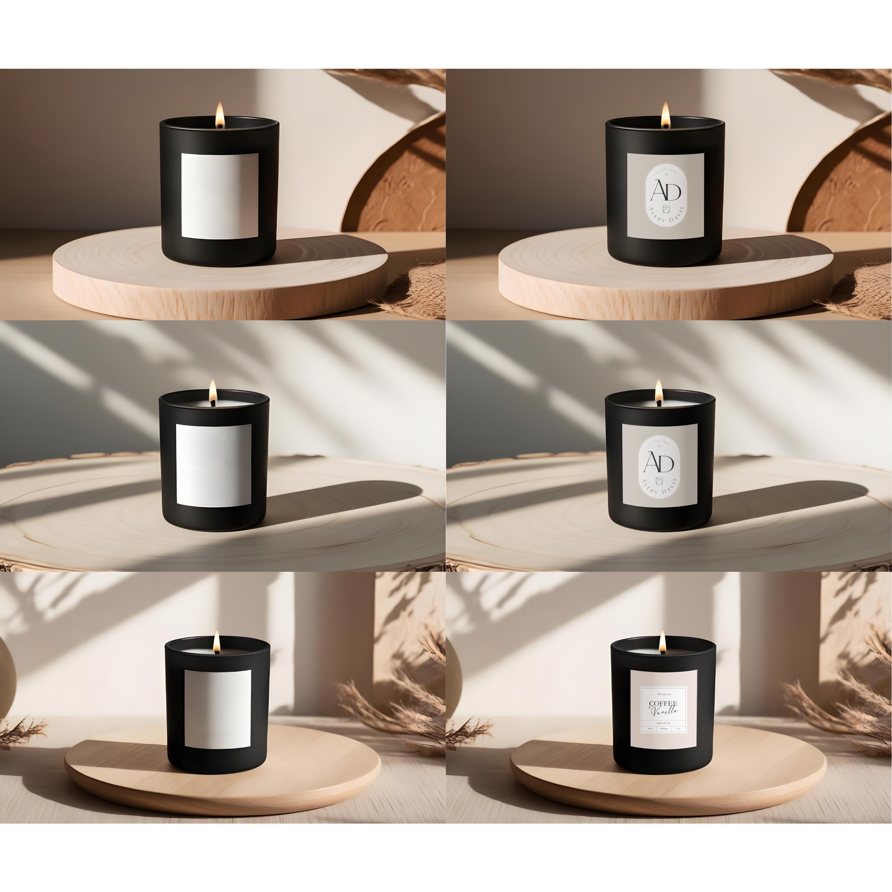 Black Candle Label Mockup, Candle Mockup Canva, Black Candle Jar Mock ...