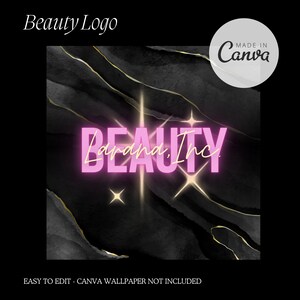 Editable Beauty Business Logo Canva Template | Customizable Salon Logo Design | Modern Glam Branding for Hair, Nails, Spa