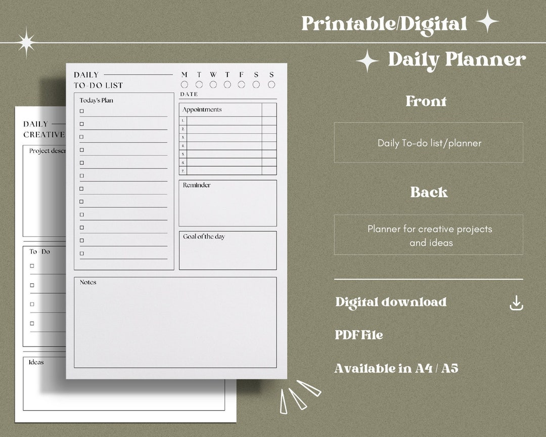 Digital and Printable Creative Planner | Minimal Daily To-do List ...