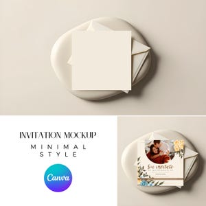 Minimal Canva Square Greeting Card Mockup, White Birthday Invitation Mockup, Canva Invitation Mockup, Wedding Invitation Mock up