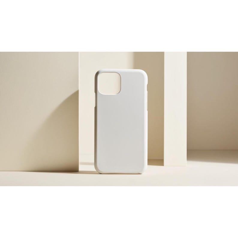 May include: A white phone case with a cutout for the camera lens.