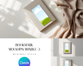Bookmark Mockup Bundle, Custom Bookmark, Book Lover Mockup, Canva Editable Drag and Drop, Bookmark Mockup Frame
